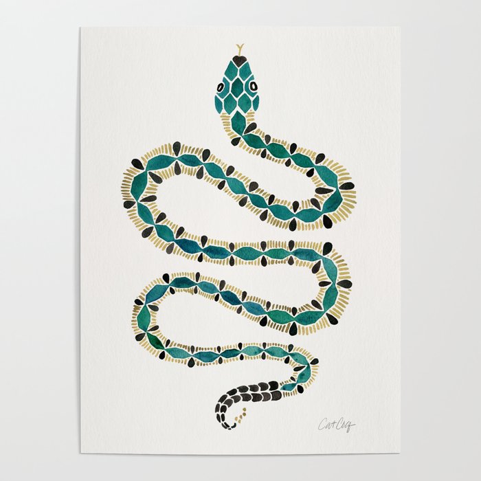 Emerald & Gold Serpent Poster