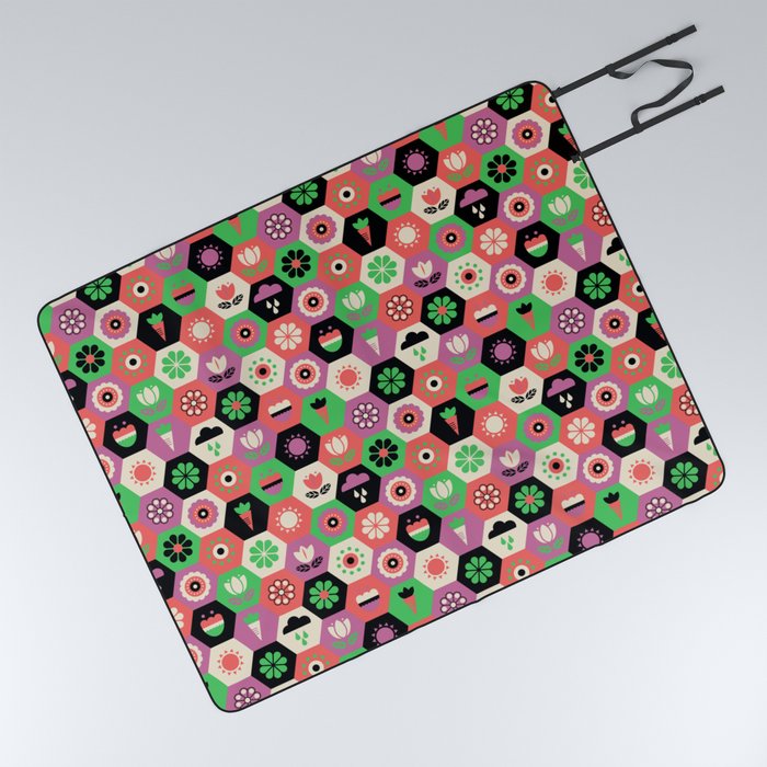 Bloom Garden - Hexagon Tile Picnic Blanket