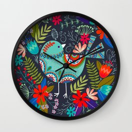 mandala flower birds Wall Clock