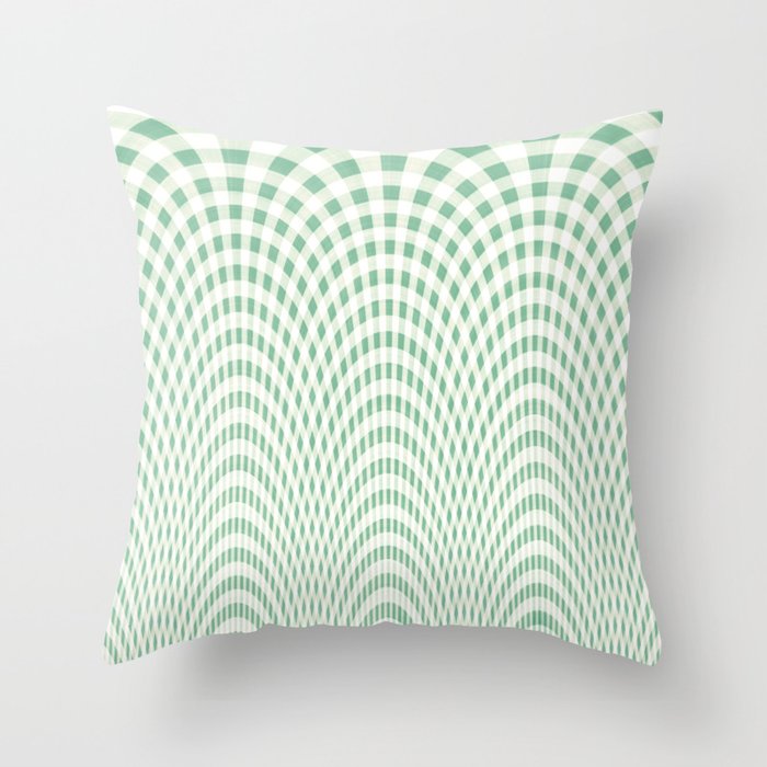 Green and white curved squares Throw Pillow