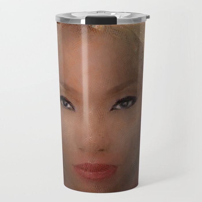  African Beauty With Gold Headscarf Travel Mug