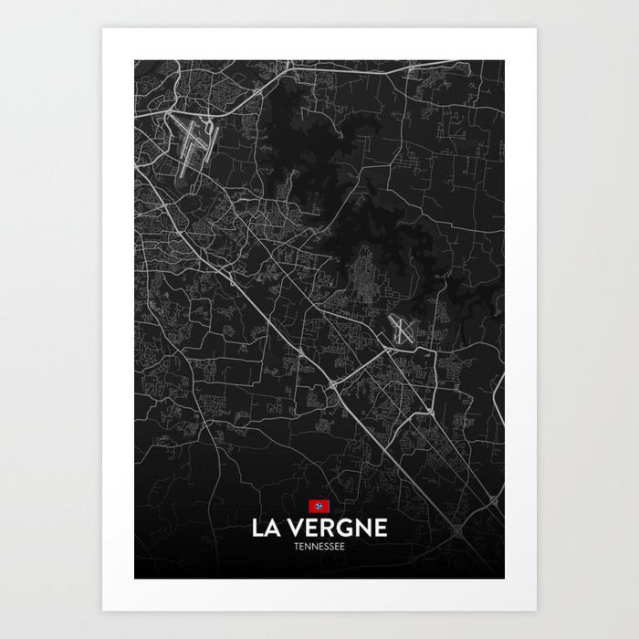 La Vergne, Tennessee, United States - Dark City Map Art Print