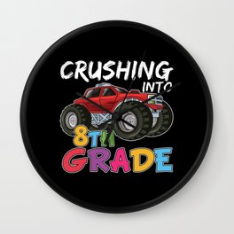 Crushing Into 8th Grade Monster Truck Wall Clock