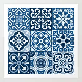 Classic Blue Tiles Art Print