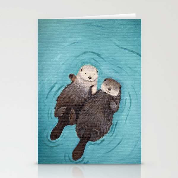 Otterly Romantic - Otters Holding Hands Stationery Cards