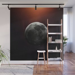 Moon Earth satellite. Poster background illustration. Wall Mural