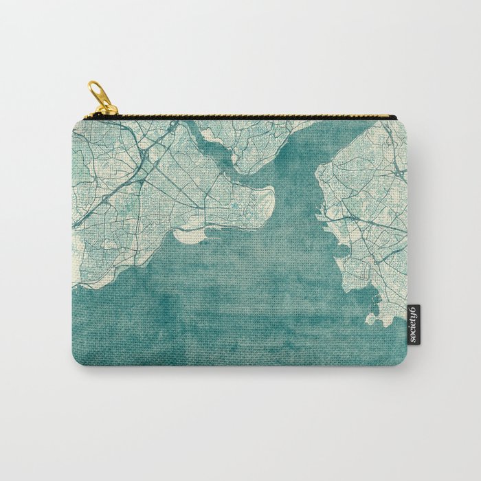 Istanbul Map Blue Vintage Carry-All Pouch