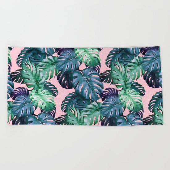 Monstera leaves II Beach Towel