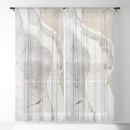 Feels: a neutral, textured, abstract piece in whites by Alyssa Hamilton Art Sheer Curtain