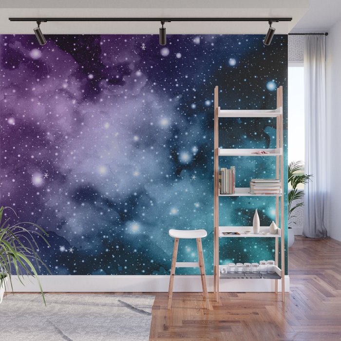 Purple Teal Galaxy Nebula Dream #2 #decor #art #society6 Wall Mural