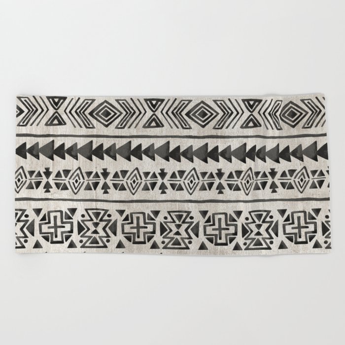 Boho Tribal Black Cream Geometric Print Ink Tribal Decor Beach