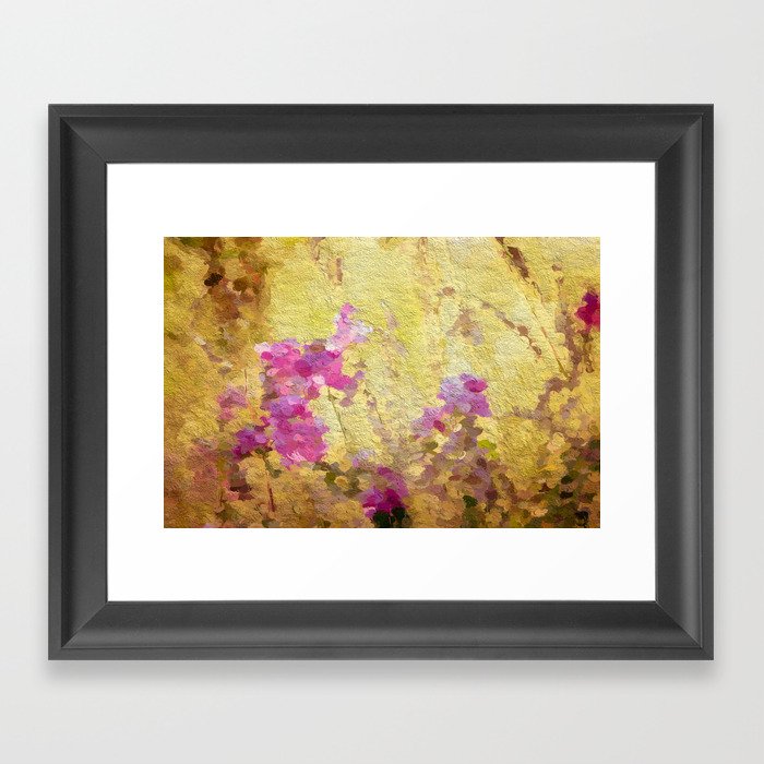 Pink Wildflowers Painted Photo Framed Art Print