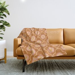 Ethnic Ogee Floral Pattern Caramel Throw Blanket