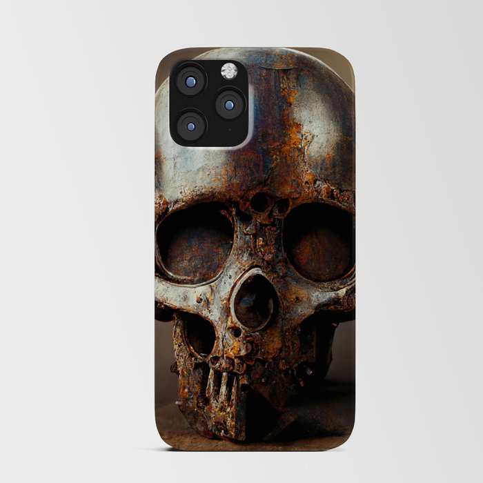 Rusty Steel Skull Sculpture - Dead Robot iPhone Card Case