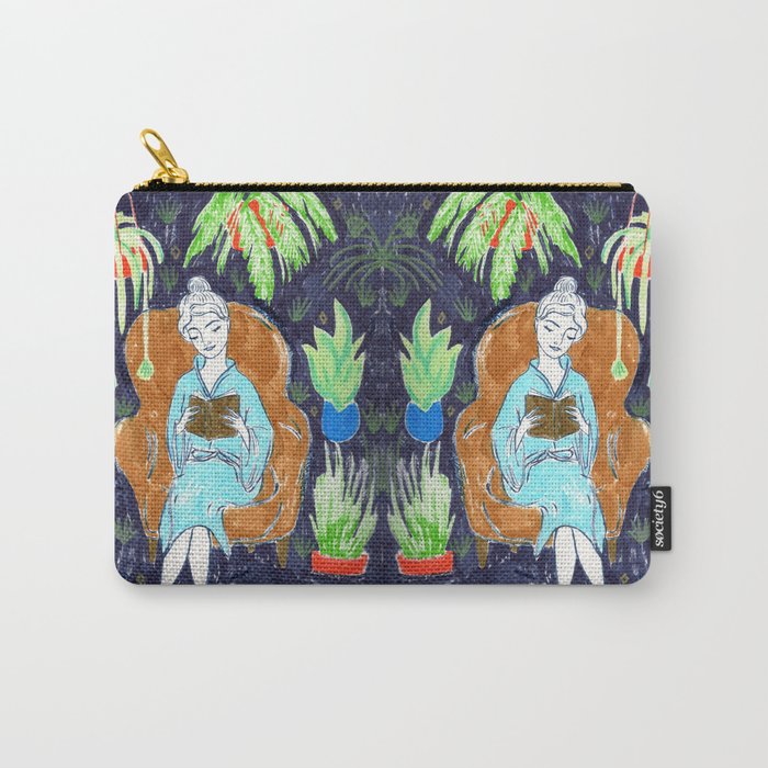 Jungle Reading Room Drawing By Amanda Laurel Atkins Carry All Pouch By Amandalaurelatkins