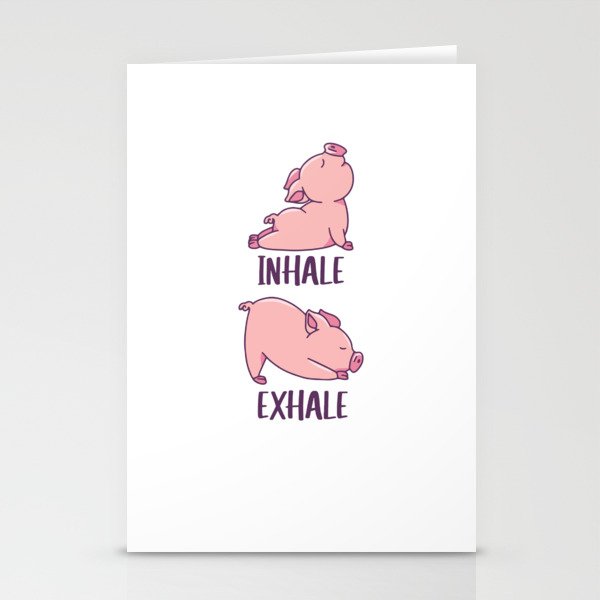 Pig Yoga Cute Pigs Doing Sport inhale exhale Stationery Cards
