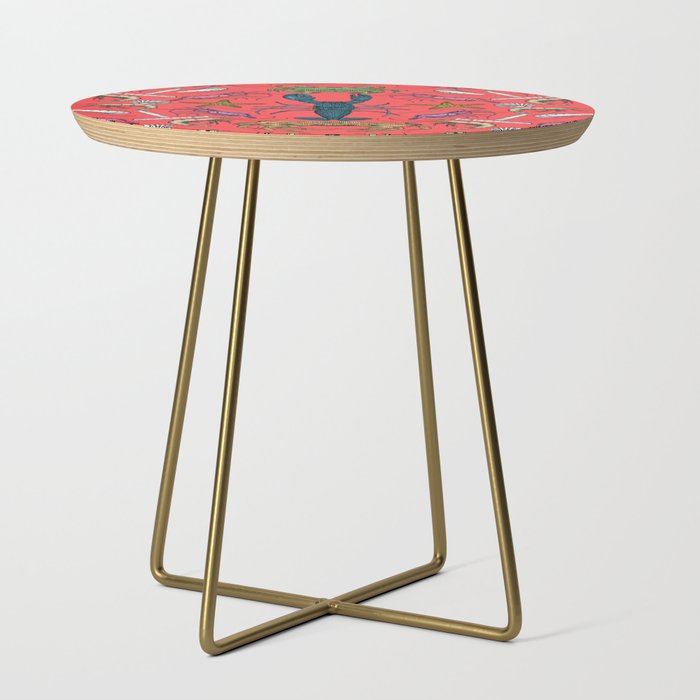 Cornwall crustaceans damask pop red Side Table