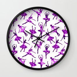Watercolor Ballerinas (Purple) Wall Clock
