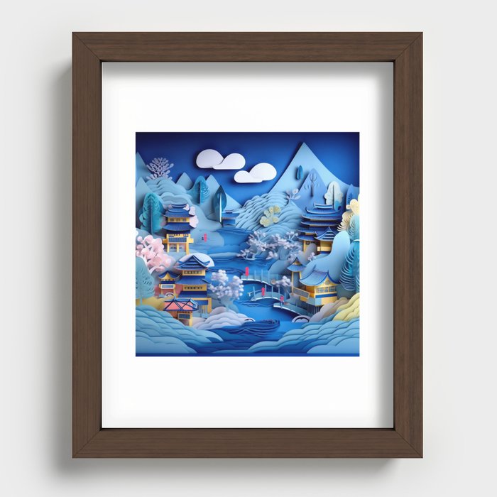 Japanese village Recessed Framed Print