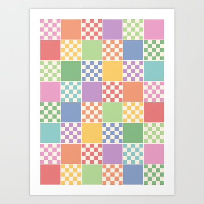 Colorful Checkered Pattern  Art Print
