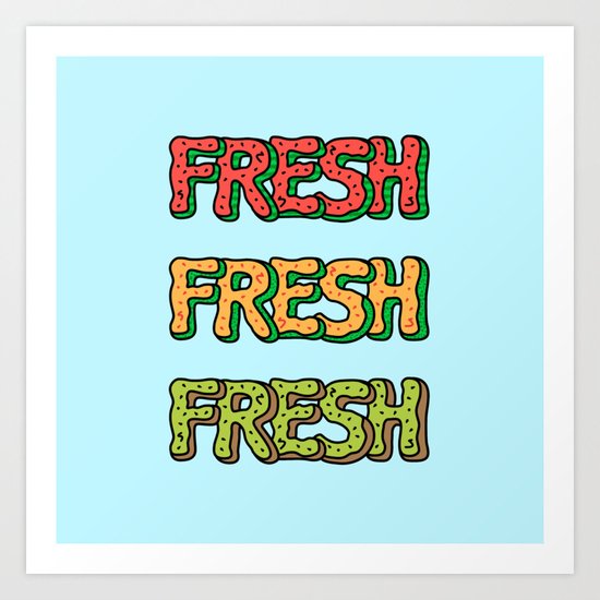 Fresh Watermelon, Cantaloupe Melon, Kiwi Art Print