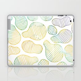 Geometric Abstract Blue Yellow Teal Gradient Stripes Laptop Skin