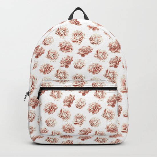 Rose Garden Vintage Rose Pink Cream and White Backpack