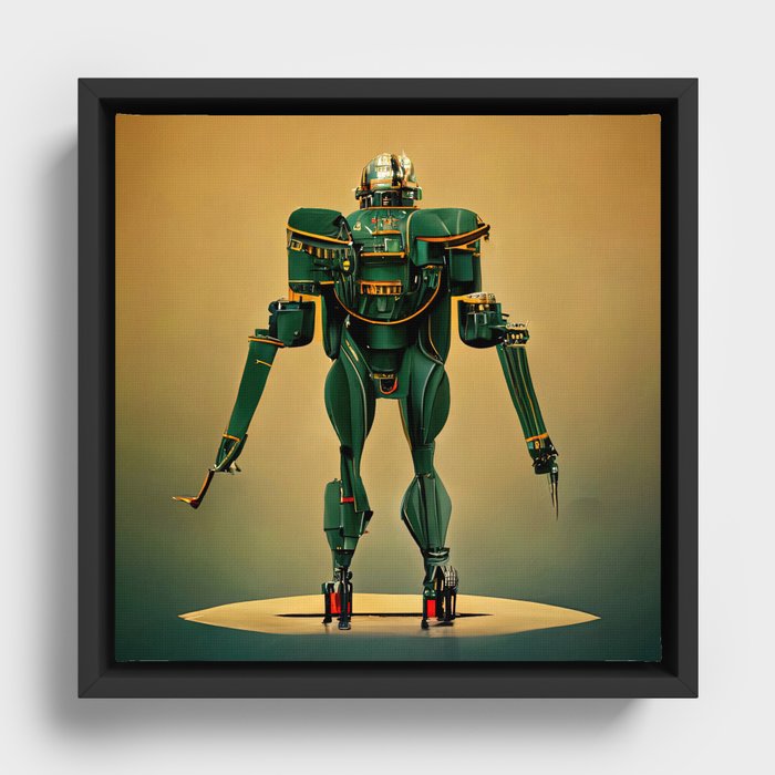 Retro-Futurist Robot Framed Canvas