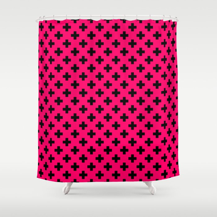 Black Crosses On Hot Neon Pink Shower Curtain By Podartist Society6 Black Crosses On Hot Neon Pink Shower Curtain