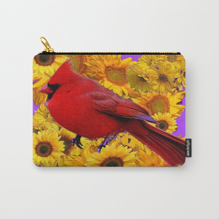 RED CARDINAL & YELLOW SUNFLOWERS PANTENE PURPLE Carry-All Pouch