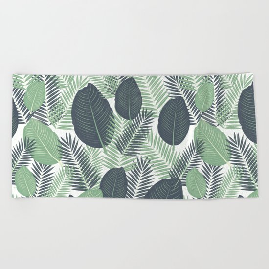 Tropical Leaves Beach Towel