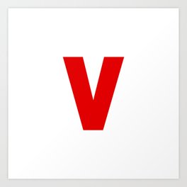 letter V (Red & White) Art Print