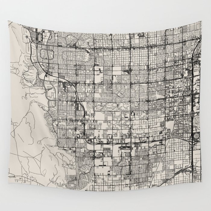 Spring Valley USA - City Map Drawing - Black and White - Aesthetic Design Wall Tapestry