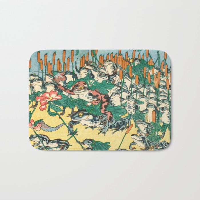 Fashionable Battle of Frogs by Kawanabe Kyosai, 1864 Bath Mat