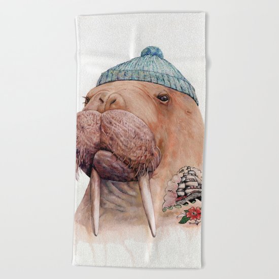Tattooed Walrus Beach Towel