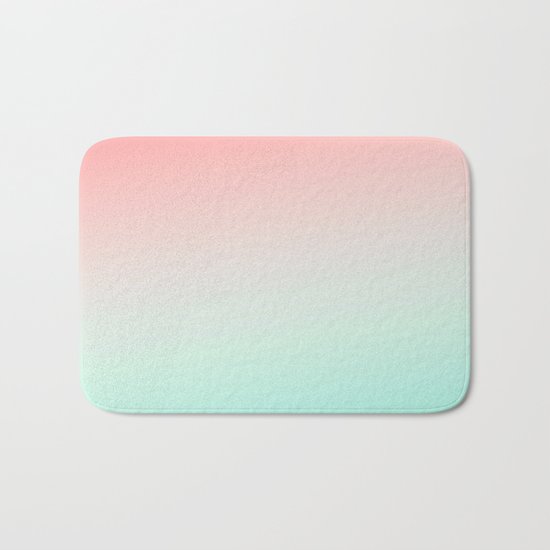 Ombre gradient digital illustration coral green colors Bath Mat