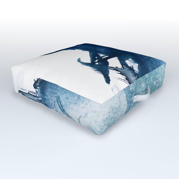 Pacific Grove: a pretty minimal abstract piece in blue by Alyssa Hamilton Art Outdoor Floor Cushion