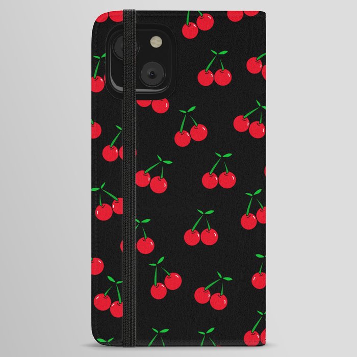 Cherries 2 (on black) iPhone Wallet Case