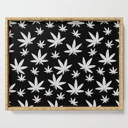 Black & White Weed Marijuana Cannabis Lovers Smokers  Serving Tray