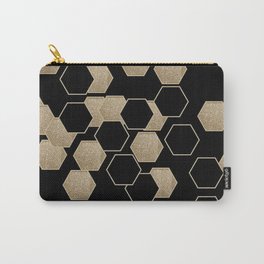 contemporary preppy scandinavian minimalist Black and gold hexagon Carry-All Pouch