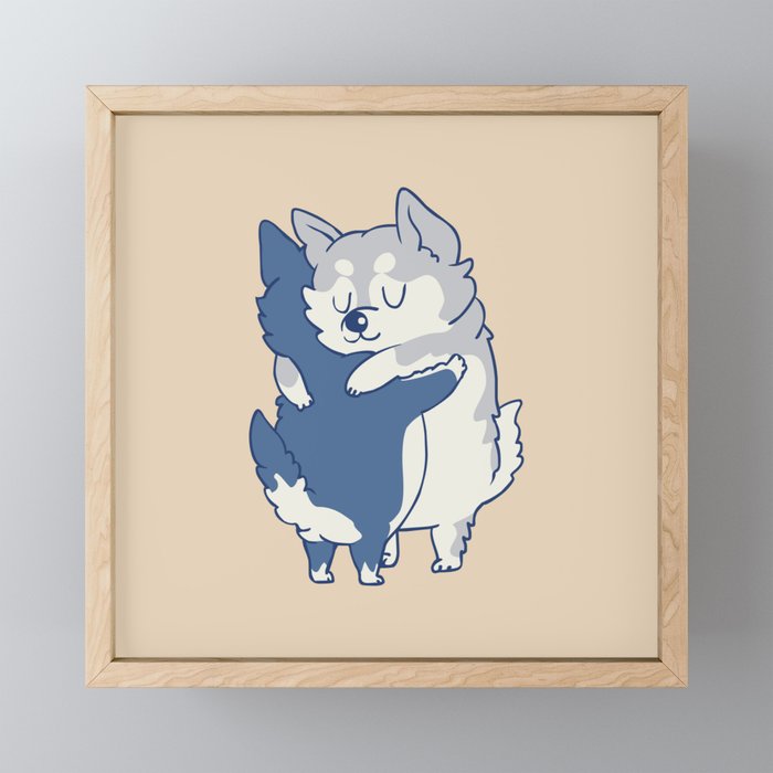 Husky Hugs Framed Mini Art Print