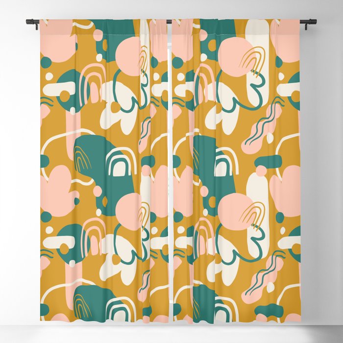 Abstract Party in Gold Blackout Curtain