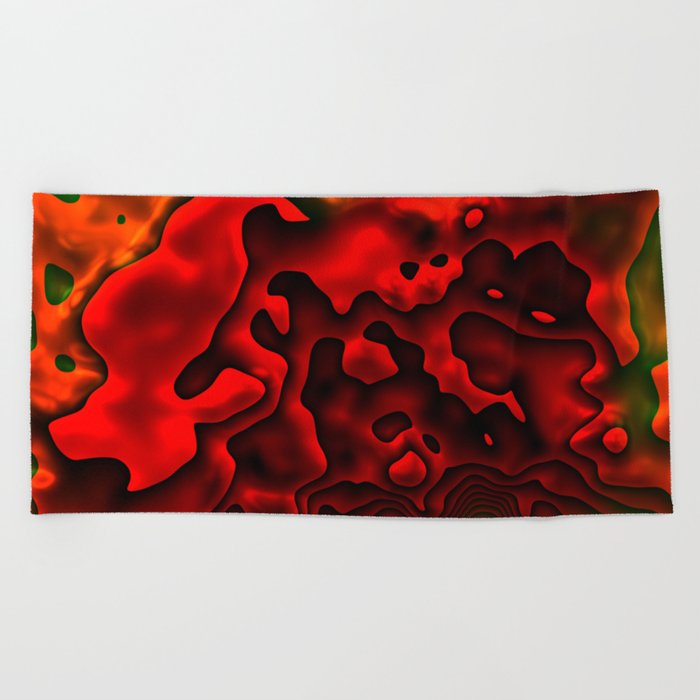 Red Shapes Beach Towel