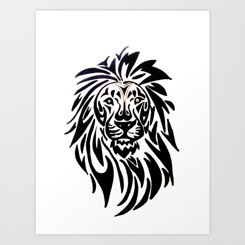 Lion Face Black And White Art Print By Lennyfdzz Society6