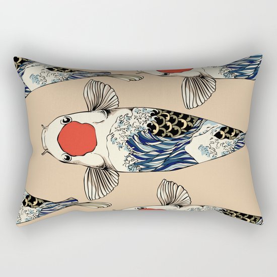 The Great Wave Of Koi Rectangular Pillow