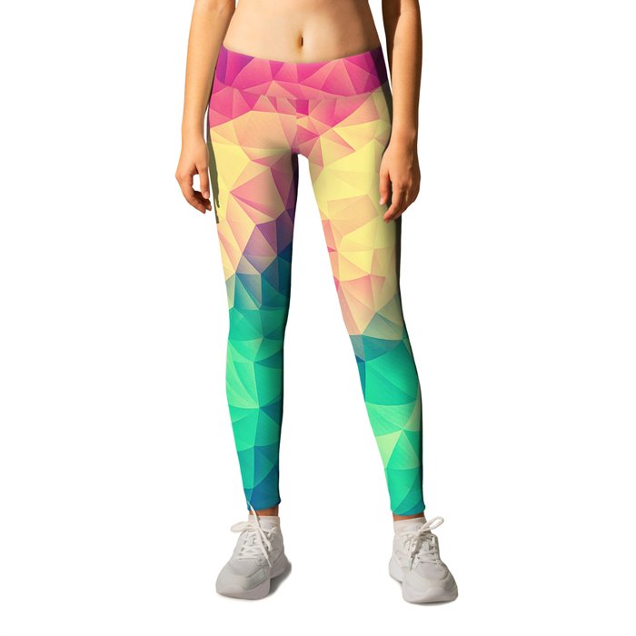 Abstract Polygon Multi Color Cubizm Painting (low poly lgbt) Leggings