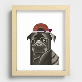 cute animal-black dog 2-red hat,puppies,gift Recessed Framed Print