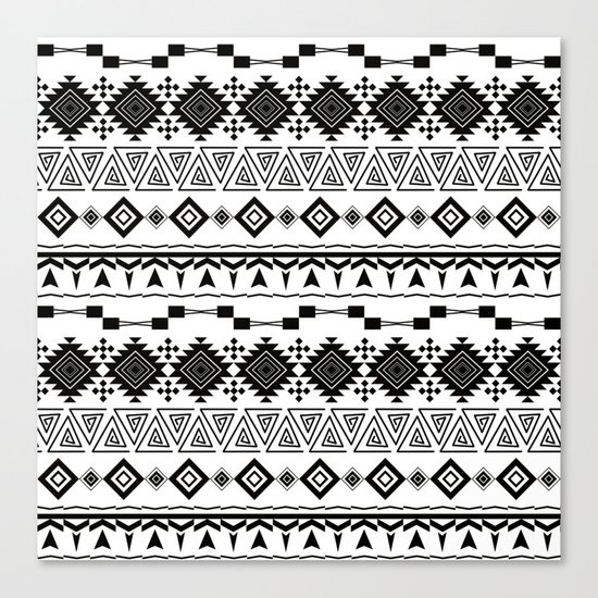 Aztec black white pattern. Canvas Print