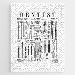 Dentist Dentistry Dental Tools Kit Vintage Patent Print Jigsaw Puzzle