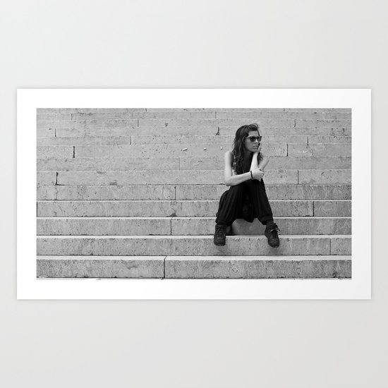The girl on the stairs Art Print